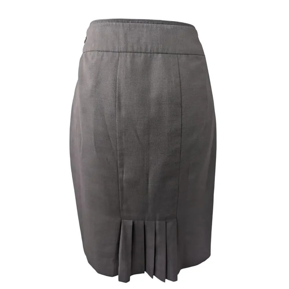 ANN TAYLOR PETITES! LUXE PINPOINT GRAY W/A SHEEN, 2 PC SKIRT & JACKET SUIT! 2P